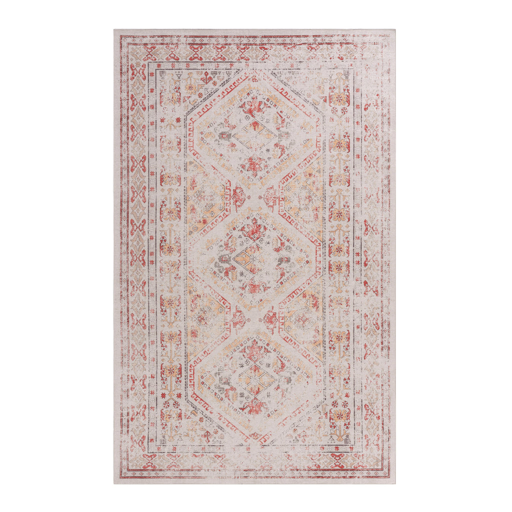 Beige washable rug shown in a room